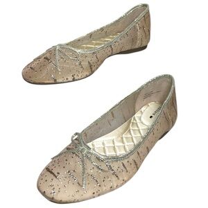 Birdies - Women’s ‘The Songbird’ Ballet Flat in Gold Mesh Sparkle - Size 8 US